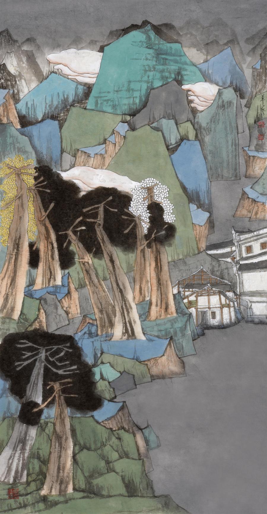 叠彩化境系列之五十 三 140x73cm 纸质水墨设色2017.jpg