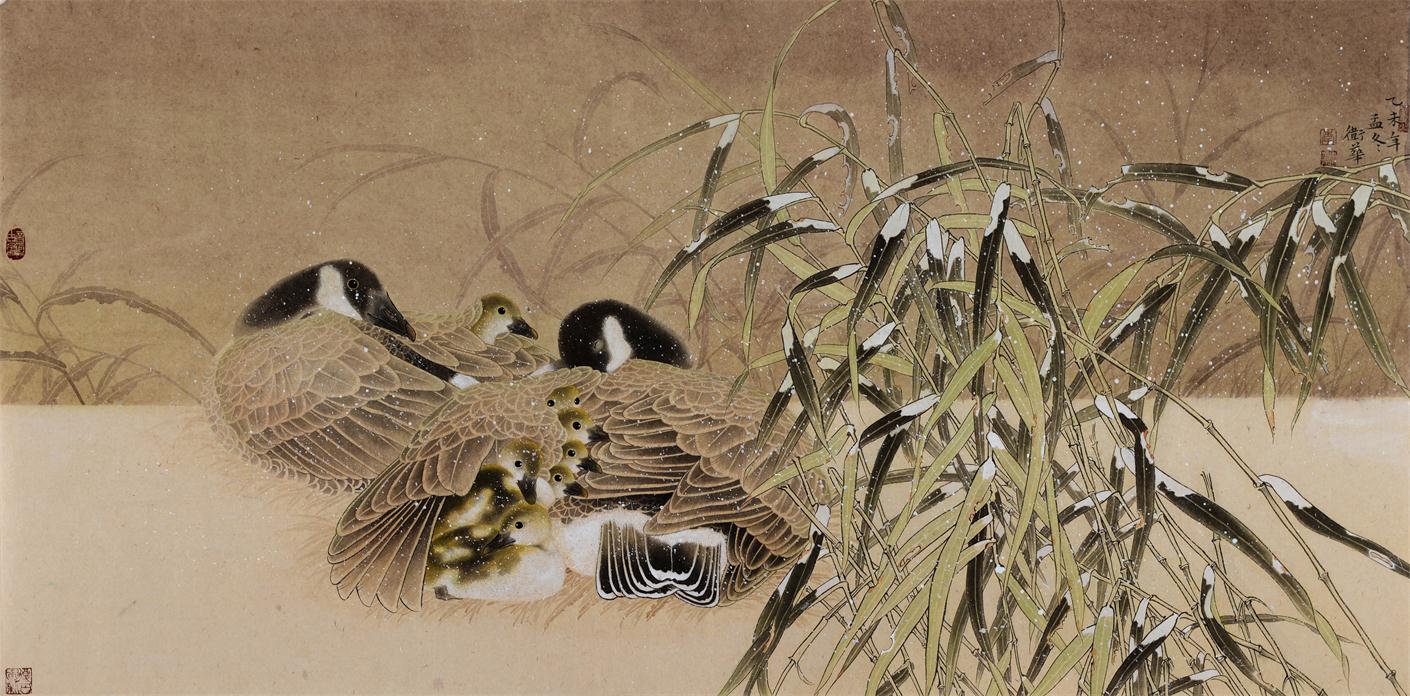 雪芦栖禽图65x132cm.jpg