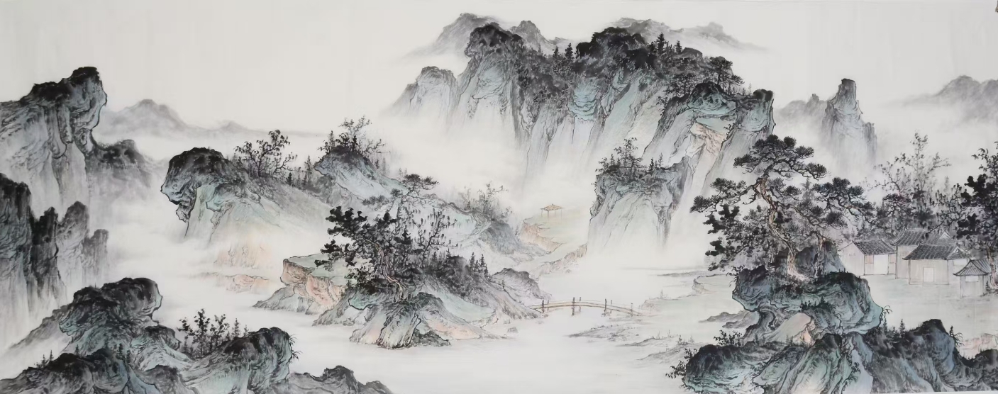 四尺对开 仿古山水2