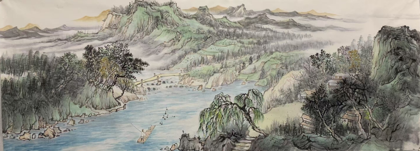 3青绿仿古画小六180×70