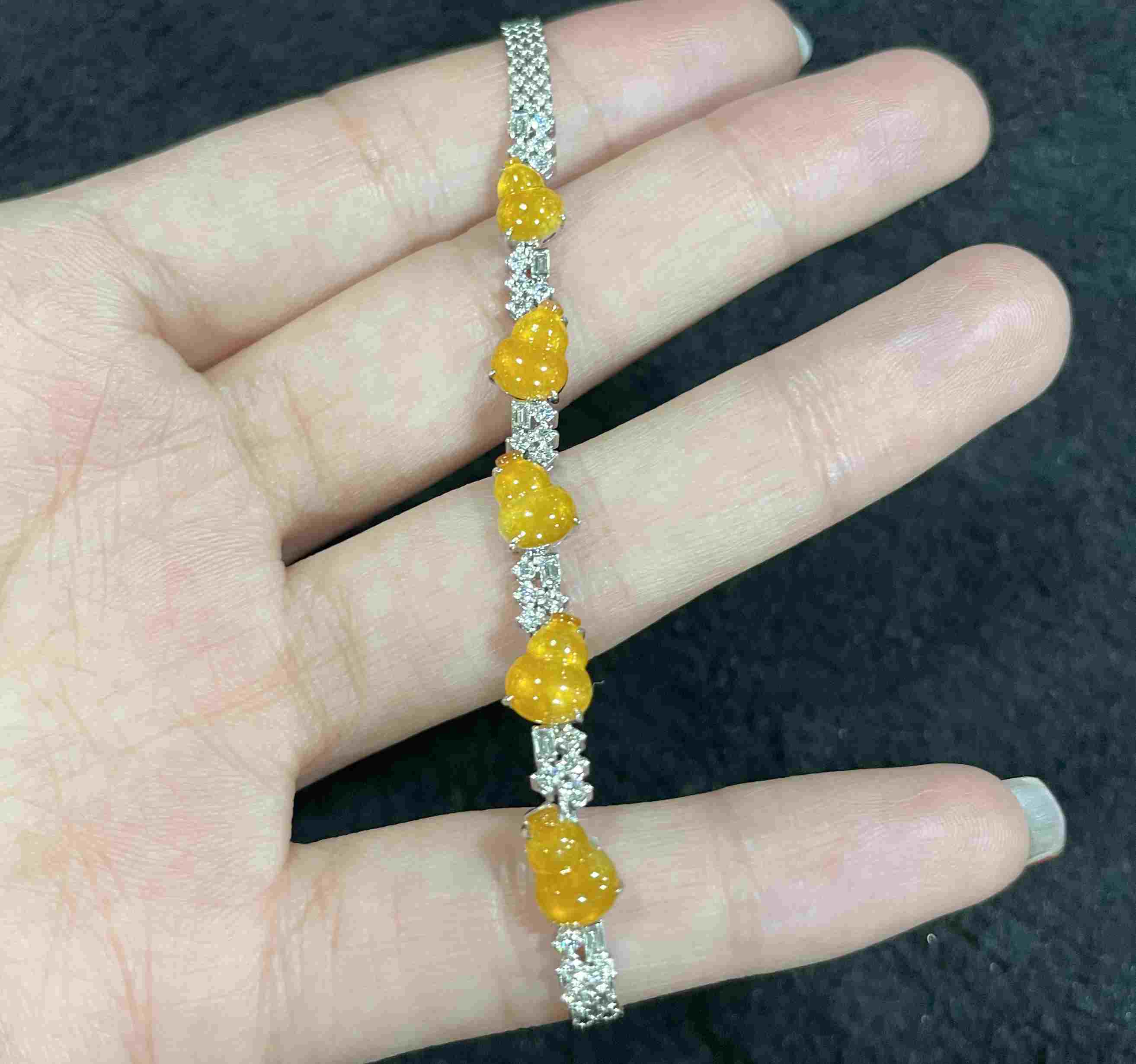 18K金黄翡福禄手链 